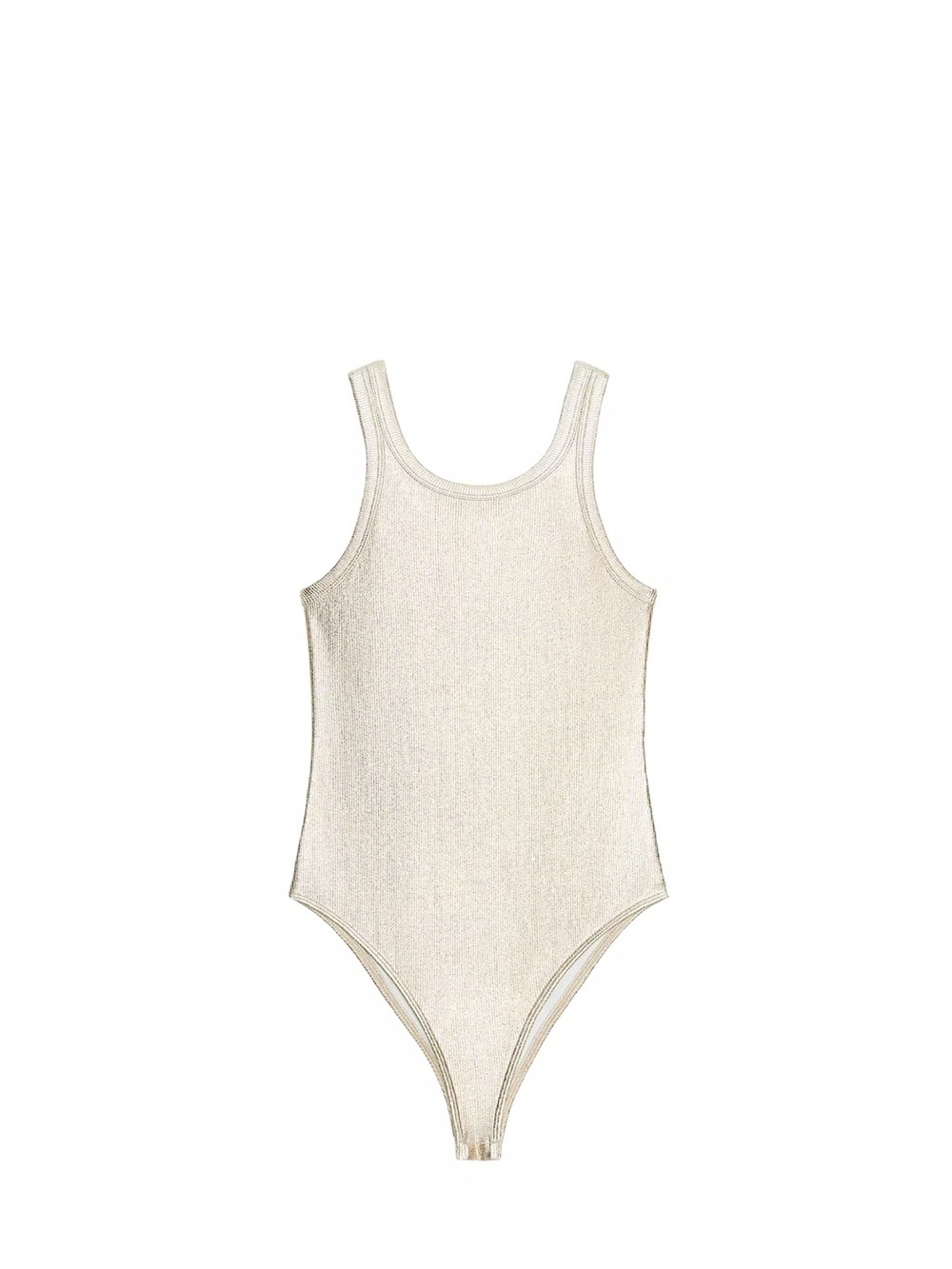 Zara Metallic Ribbed Bodysuit Gold Shimmer NWT Size M